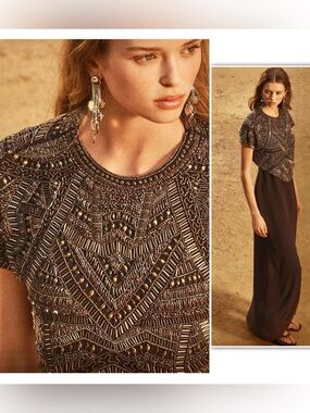 Zara 🔥 Beaded Embroidery Top Dress Backless Limited Edition STUNNER Small
